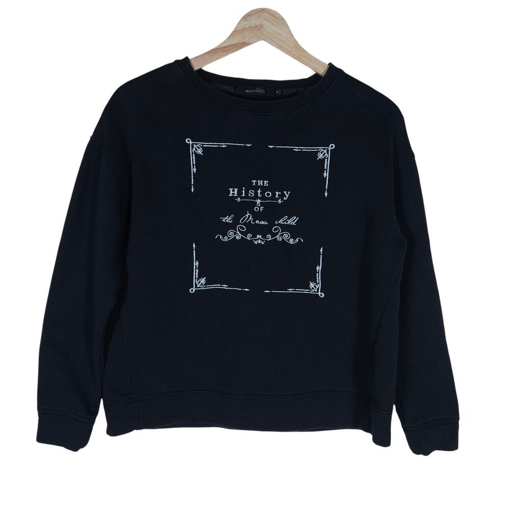 Etam Weekend Womens Sweatshirt EU 38 Black Graphic Pullover Minimalist Gothcore
